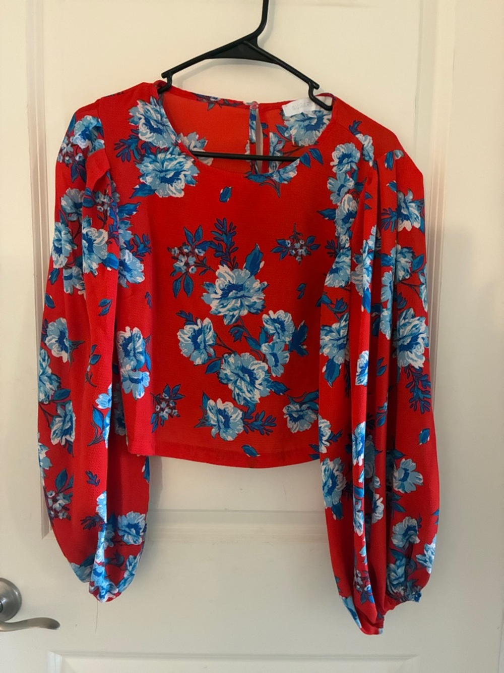 Sugarlips Red Floral Long-Sleeve Blouse